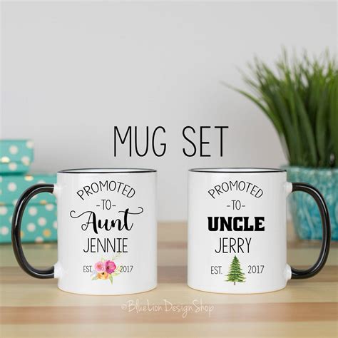 Aunt And Uncle Mug Set New Aunt And Uncle Mugs Pregnancy Etsy