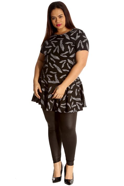 Shop the latest plus size dresses online at you + all. New Womens Tunic Plus Size Ladies Dress Leaf Print Peplum ...