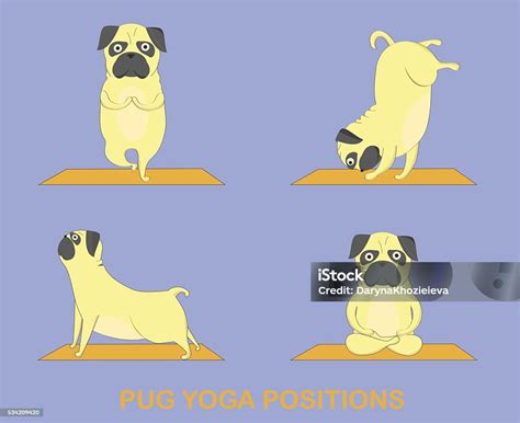 Yoga Pugs Set Stock Illustration Download Image Now Activity