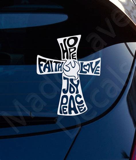 Faith Hope Love Peace Joy Decal Christian Car Decal Cross Etsy