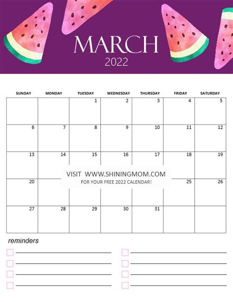 Free Calendar 2022 Printable 12 Cute Monthly Designs To Love Editable
