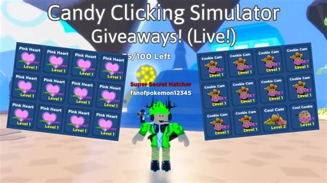 Candy Clicking Simulator Giveaway Live Roblox Youtube