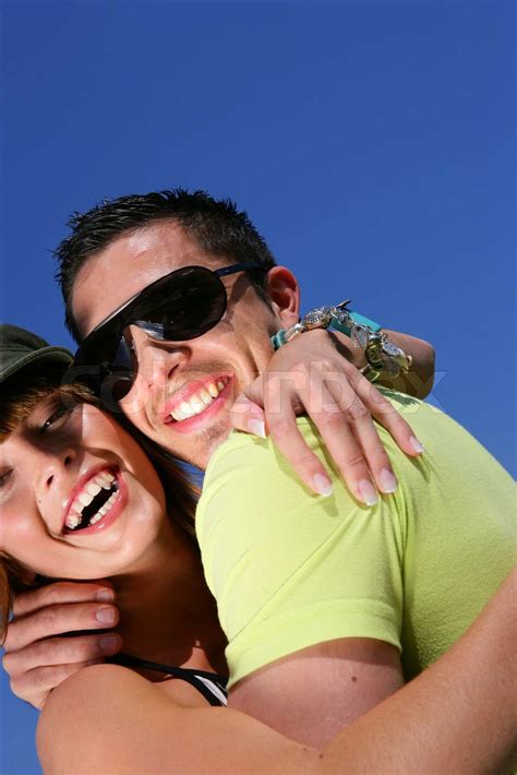 Embraced Couple Laughing Stock Image Colourbox