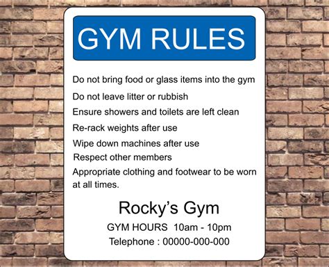 Gym Rules And Regulations Sign