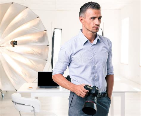 Photographer Standing In Professional Studio Stock Image Image Of