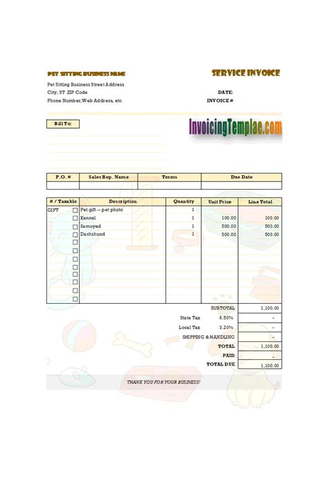 Samples for dogs, cats, birds, fish and any other pet you can think of. Invoice Software Development