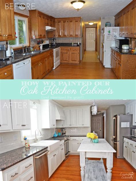 How to take your oak cabinets and turn them into custom cabinets using paint! How to Paint Oak Cabinets and Hide the Grain | Painting ...