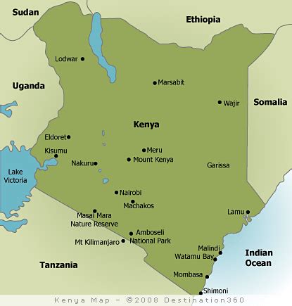 From its indian ocean coastline, kenya's flat land rises into central highlands. map of kenya with cities - Google Search | Kenya, Map, Mount kenya