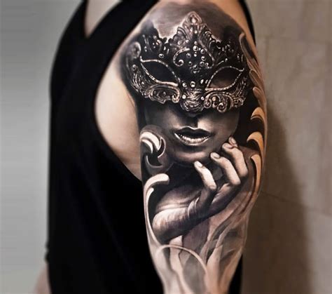 Girl With Mask Tattoo By Arlo Tattoos Photo 19868