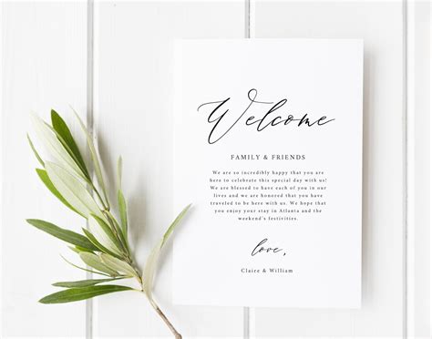 Printable Wedding Welcome Letter Wedding Welcome Bag Letter Etsy