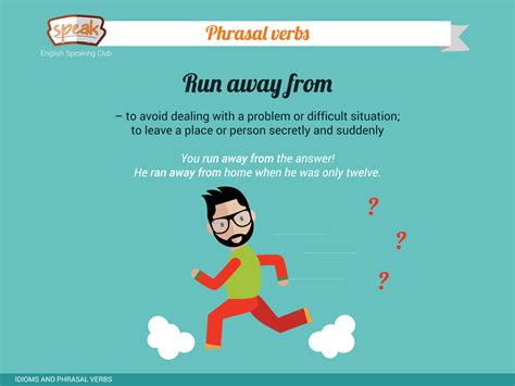 Phrasal Verbs Run Away From To Avoid Dealing With A Problem Or