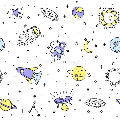 Outer Space Seamless Pattern Planets Stars And Astronomy Elements