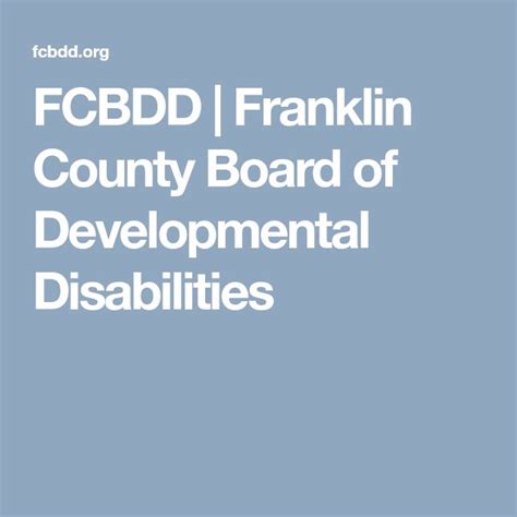 Fcbdd Franklin County Board Of Developmental Disabilities