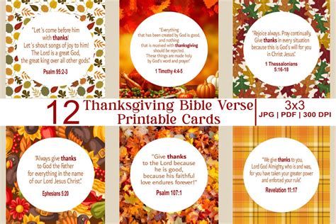 Thanksgiving Bible Verse Printable Cards Graphic By Dm Designs