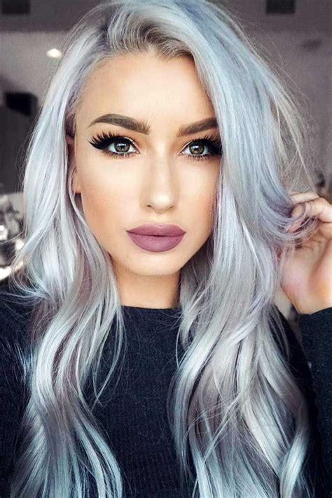Silver surprisingly works great with black roots. 24 Stunning Silver Hair Looks to Rock | Long silver hair ...