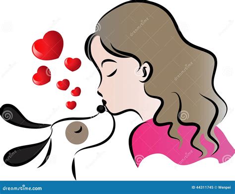 Woman Kiss Dog Stock Illustration Illustration Of Beautiful 44311745