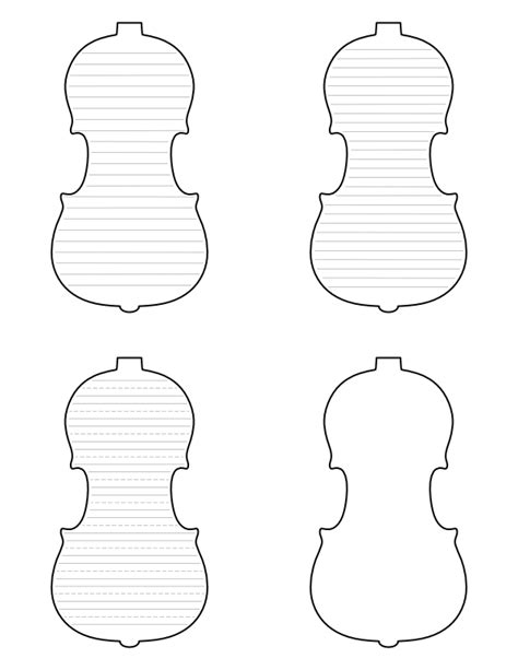 Free Printable Violin Shaped Writing Templates
