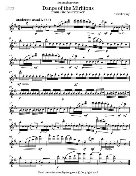 Tchaikovsky Dance Of The Mirlitons From The Nutcracker Flute Sheet