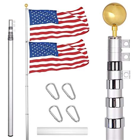 gsow 20ft sectional flag pole kit extra thick heavy duty aluminum flagpole set outdoor in ground