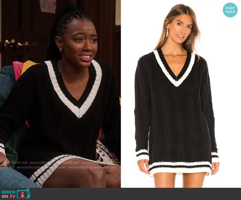 Wornontv Whitneys Black Striped Trim Sweater Dress On The Sex Lives Of College Girls Alyah