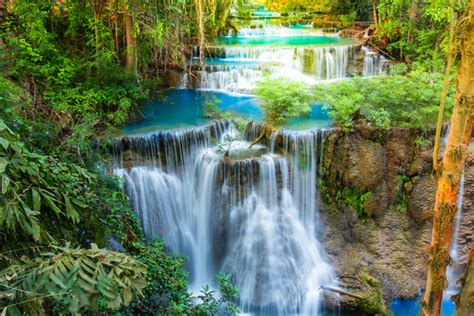 Beautiful Waterfall In Deep Forest With Sunlight Hd Picture 06 Nature