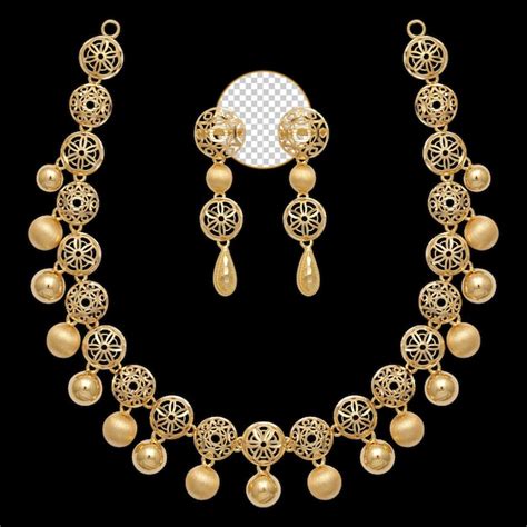 Premium Psd Indian Traditional Gold Jewellery Set On Transparent