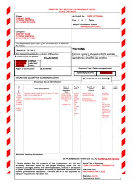 Dangerous Goods Declaration Fill And Sign Printable Template Online