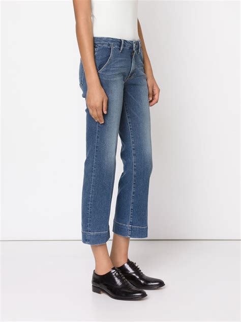 Lyst Frame Cropped Jeans In Blue