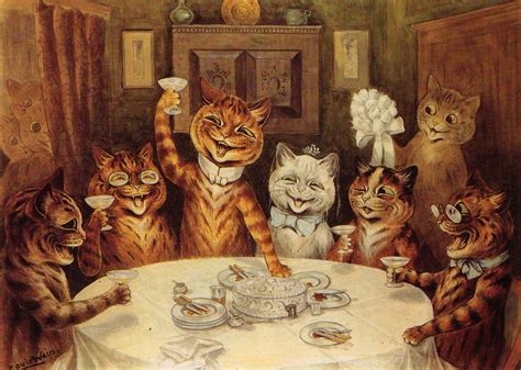 Louis Wain Cats Birthday Party First Cat Illustrator Giclee Etsy