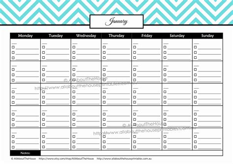 Printable Monthly Bill Charts Example Calendar Printable