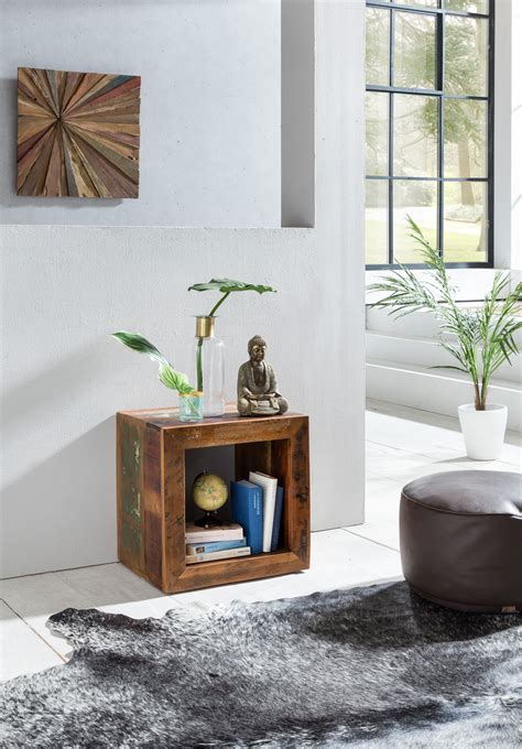 Hinterlassen sie einen kommentar zum couchtisch vintage: Beistelltisch Recycling Holz Wohnzimmer Tisch Nachttisch Regal Würfel Cube | eBay