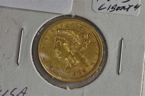 1903 American 5 Liberty Head Gold Coin