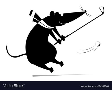 Cartoon Rat Or Mouse Plays Golf Royalty Free Vector Image
