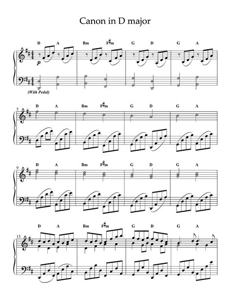 canon   major piano solo sheet  etsy