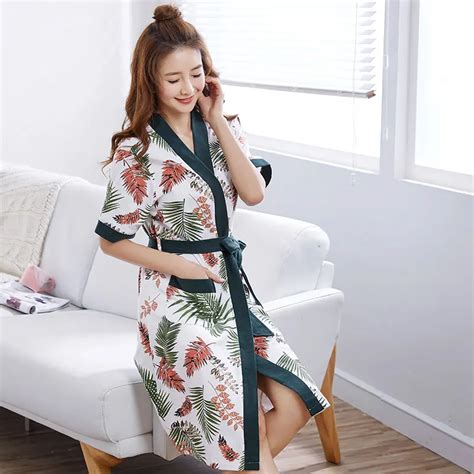 2019 Summer Women Robe Cotton Japanese Kimono Bathrobe Casual Geisha