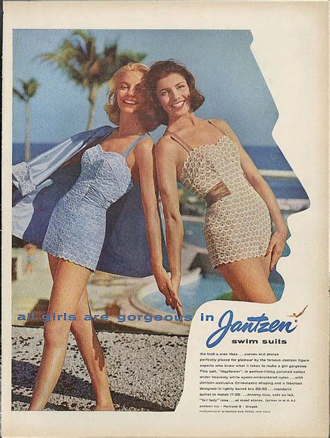 All Girls Are Gorgeous In Jantzen Swimsuits Ad 1957 Vintage Swimwear Vintage Bathing Suits