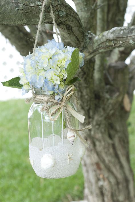 We Were Hanging Mason Jars From Low Tree Branches With Hydrangeas And