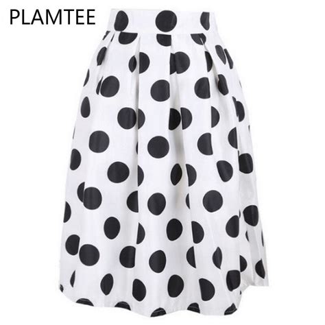 plamtee fashion wild black white polka dot skirt women autumn ball gown tutu skirt elastic high