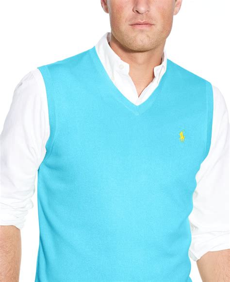 Polo Ralph Lauren Big And Tall Pima Cotton V Neck Sweater Vest In Blue For Men Lyst