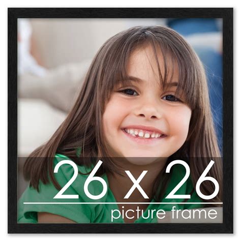 26x26 Traditional Black Complete Wood Square Picture Frame With Uv