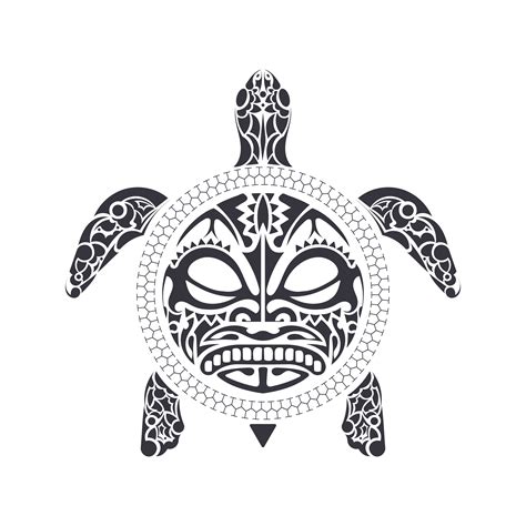 Turtle In Tribal Polynesian Tattoo Style Turtle Shell Mask Maori And