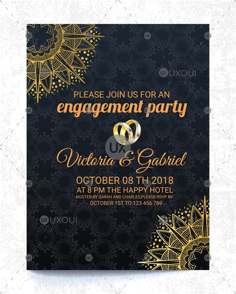 Nice Wedding Engagement Invitation Card Design Vector In Vintage Style