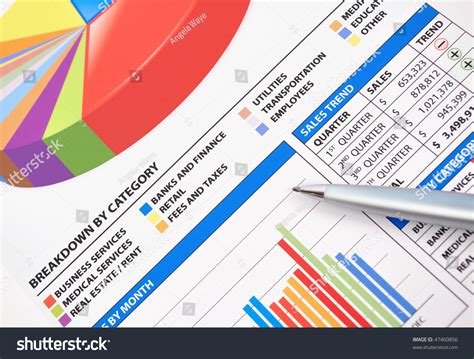 Great news!!!you're in the right place for bar pen. A Closeup Of A Business Financial Chart With Bar And Pie ...
