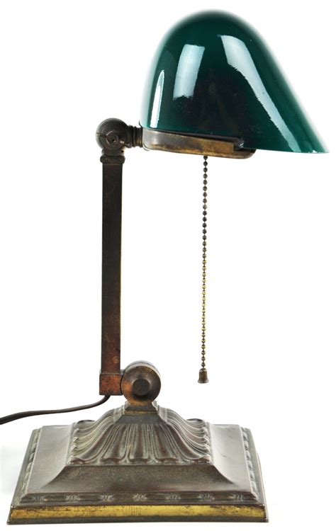 Green table & desk lamps. Antique Bankers Lamp Green Cased Glass Shade Emeralite No ...