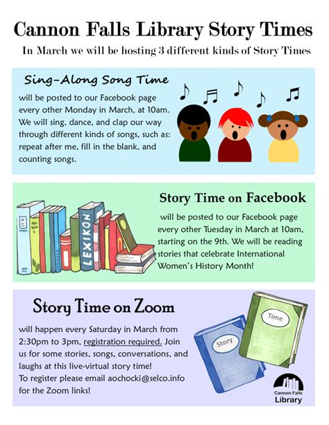 Cf Library Now Offering 3 Different Story Times In March Cannon Falls