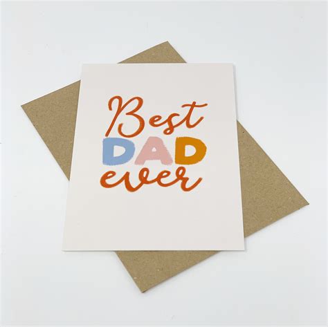 Best Dad Ever Card Fathers Day Card Best Dad Birthday Etsy Uk