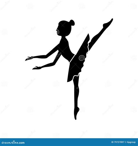 Silhouette Dancer Pose Fifth Arabesque Stock Vector Illustration Of