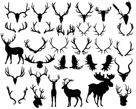 Deer Horns Or Antlers Icons Set Eps Svg Pdf Png Dxf Jpeg Clip