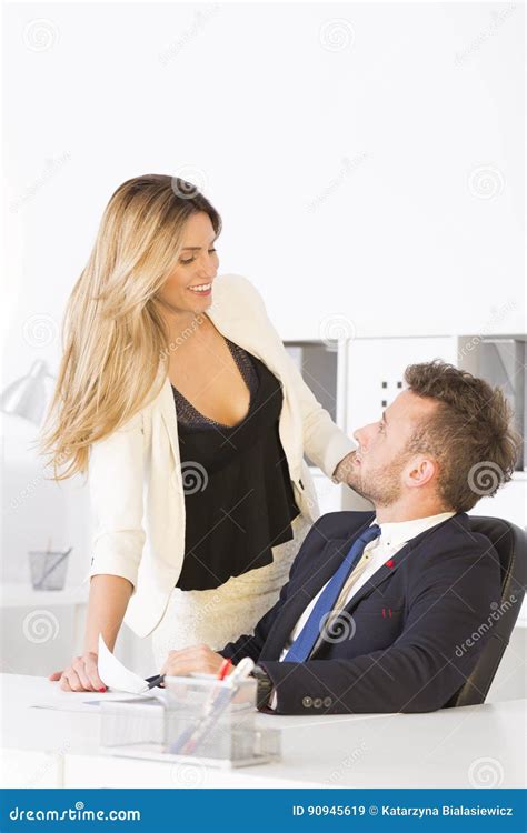 Businesswoman Flirting With Work Colleague Stock Image Image Of Cheat Affair 90945619