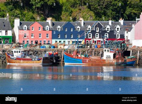 Colourful Houses Line The Harbour Front At Tobermory The Capital Of